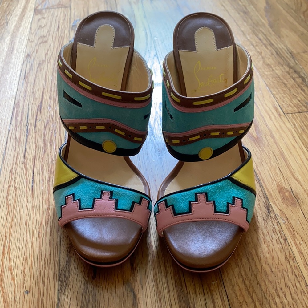Christian Louboutin Suede Printed Heels